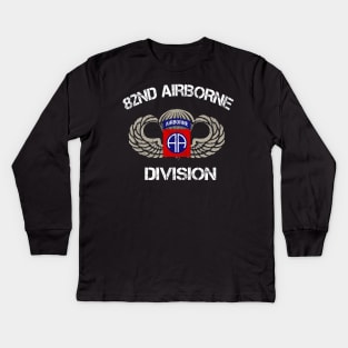 US Army 82nd AIRBORNE Division Veteran Vintage - Veterans Day Gift Kids Long Sleeve T-Shirt